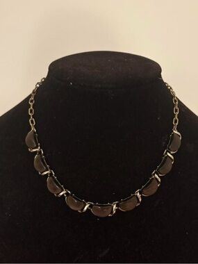 Elegant Black and Brown stone Semi-Precious Link Necklace